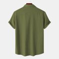 thumbnail image 4 of Dvprdro Button Down Short Sleeve Shirts for Men Summer Casual Solid Cotton Linen Lapel Neck Beach Shirts Army Green 2XL, 4 of 5