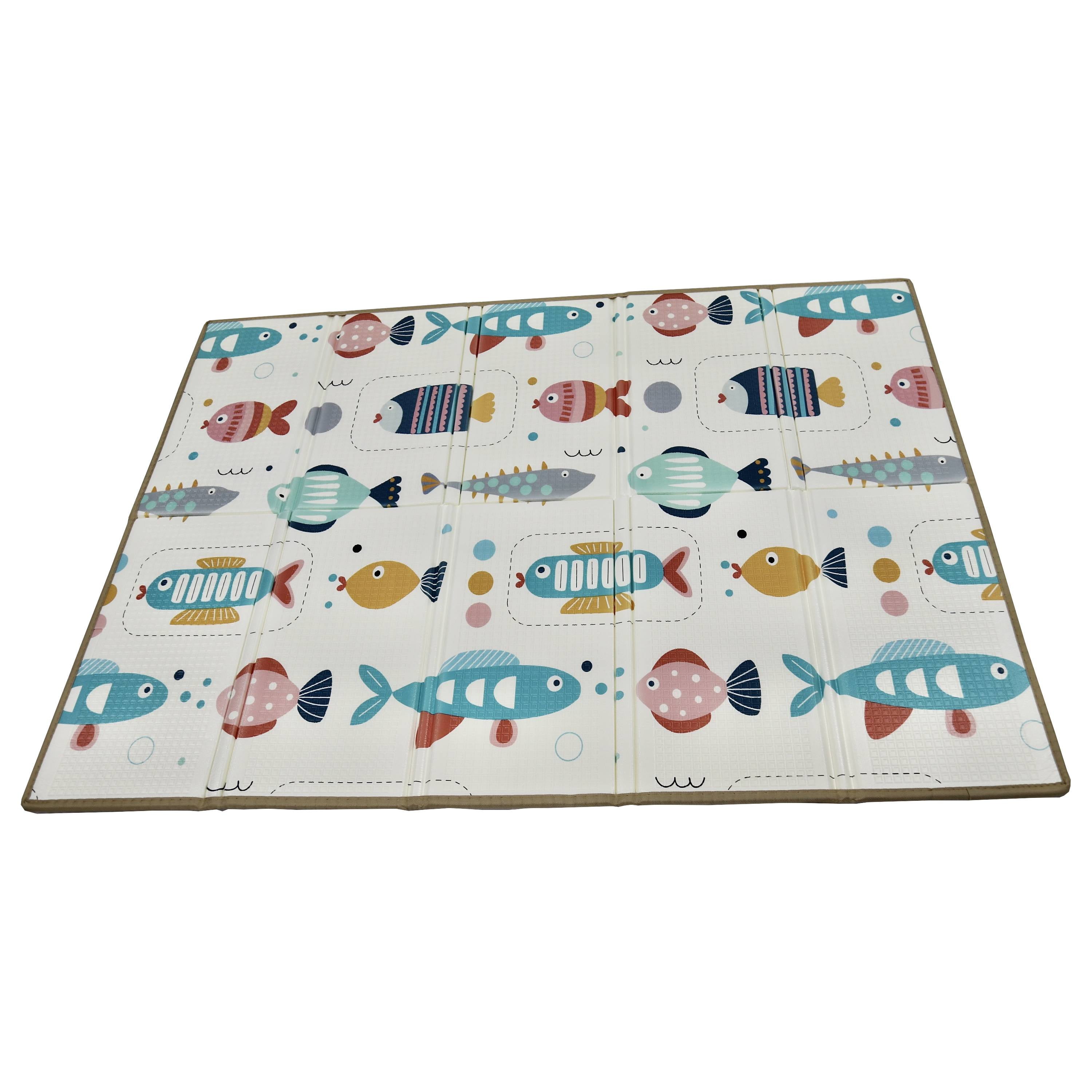 Baby Play Mat 59"*79" Foldable Foam double side play options Baby Play Mat for Floor Reversible Waterproof Playmats for Babies Boy and Toddlers Infants Edge protected Crawling Mat for Indoor&Outdo