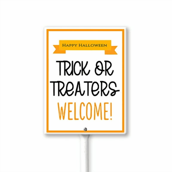 Eveokoki Happy Halloween Trick Or Treaters Welcome Aluminum Decorative Garden Stakes - Outdoor Halloween Decor for Home, Yard Signs for Garden Lawn Patio 8x12Inch
