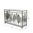thumbnail image 4 of DecMode 44" x 30" Black Metal Rectangular Leaf Console Table with Mirrored Glass Top and Gold Accents, 1-Piece, 4 of 13