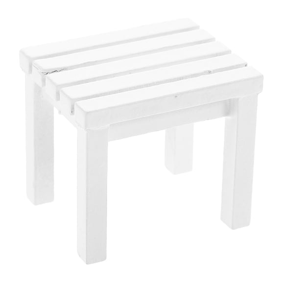 Pretyzoom Miniature House Furniture Stool White Wood Park Bench Style For Collecting 1Pack