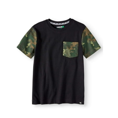 Camouflage Short Sleeve T-shirt - Tony Hawk Short Sleeve Camo Print Pocket Tee Shirt (Big Boys)