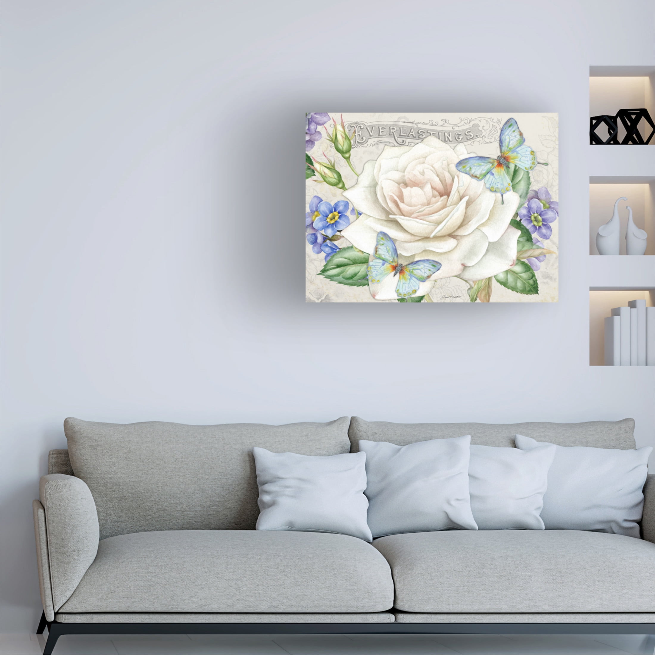 Canvas Wall Art - Jean Plout 'Rose Garden in Bloom A' Wall Art for Living Room, Bedroom, or Office Décor by Trademark Fine Art - 24 x 18 Inches