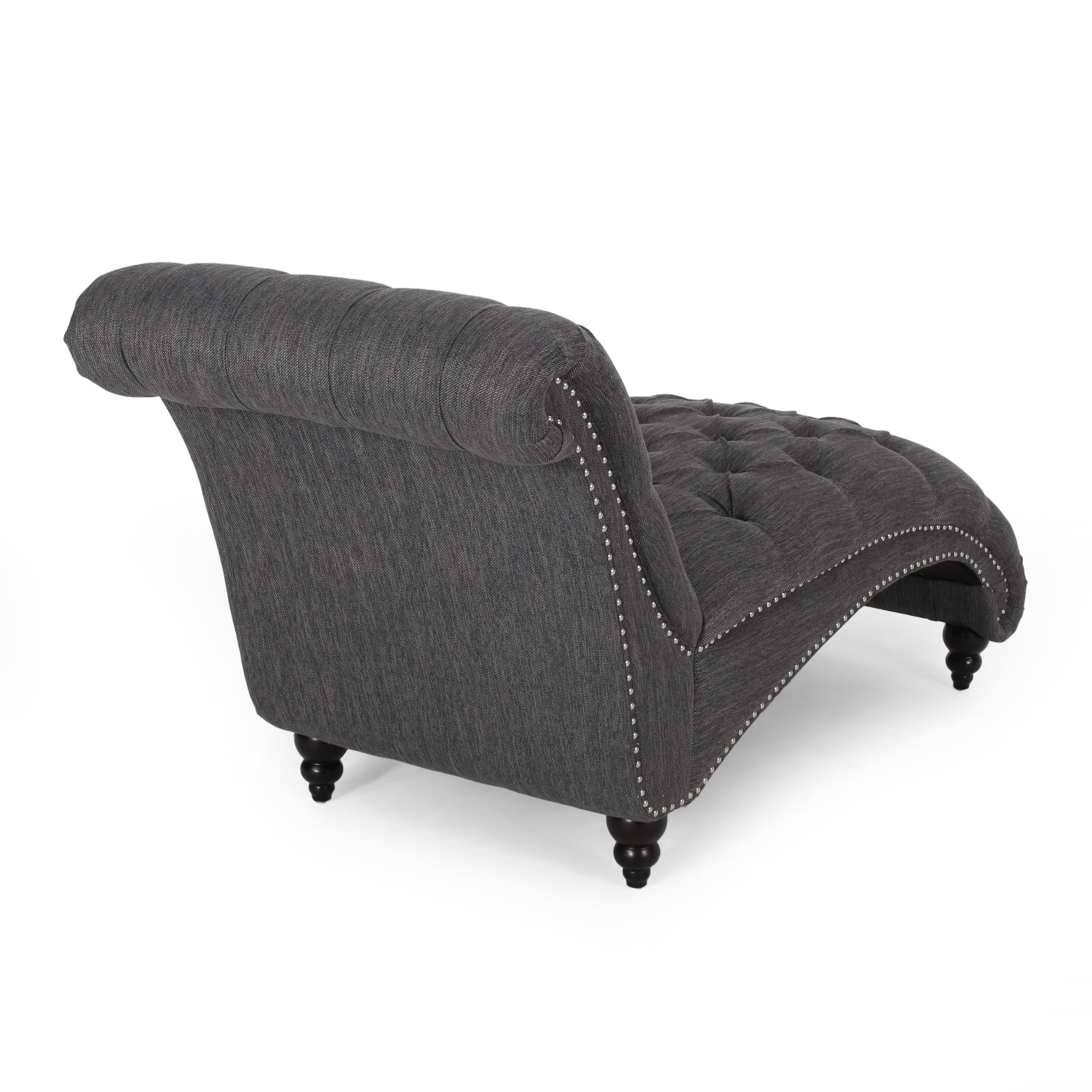 Noble House Hammett Indoor Button Tufted Chaise Lounge, Charcoal