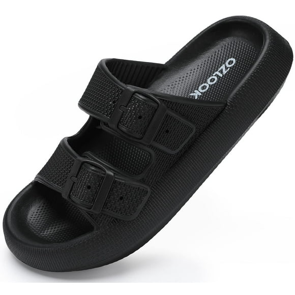 OZLOOK Pillow Slippers for Women Men - Cloud Slides Double Buckle Adjustable - EVA Ultra Cushion Sandals