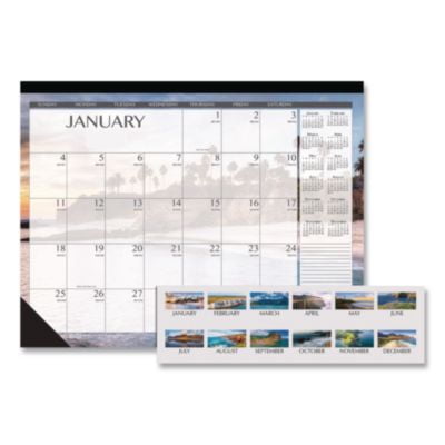 18.5 in. x 13 in. 12-Month (Jan-Dec 2026) Recycled Earthscapes Desk Pad Calendar - Black Binding/Corners