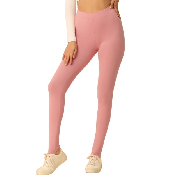 LEGGINGS DE ALGODÓN PARA MUJER INSPIRE CHIC, CINTURA ELÁSTICA, PANTALONES DE YOGA SUAVES, PANTALONES DE NAVIDAD CON ESTRIBO, TALLA XS, ROSA CLARO