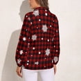 thumbnail image 2 of Snow Red Plaid Long Sleeve Blouse Woman Streetwear Casual Shirts Summer Oversize Woman Streetwear Clothing Birthday Present, 2 of 7
