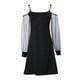thumbnail image 5 of Vestido de manga larga de malla de color liso para mujer para Navidad: estampado festivo, cuello en V, ropa informal para fiestas, 5 of 5