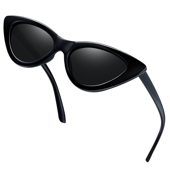 KANASTAL Polarized Cat Eye Sunglasses for Women, Trendy Retro Narrow Pointy Cateye Womens Sun Glasses with Polarized UV400 Protection Party Black Sunglasses