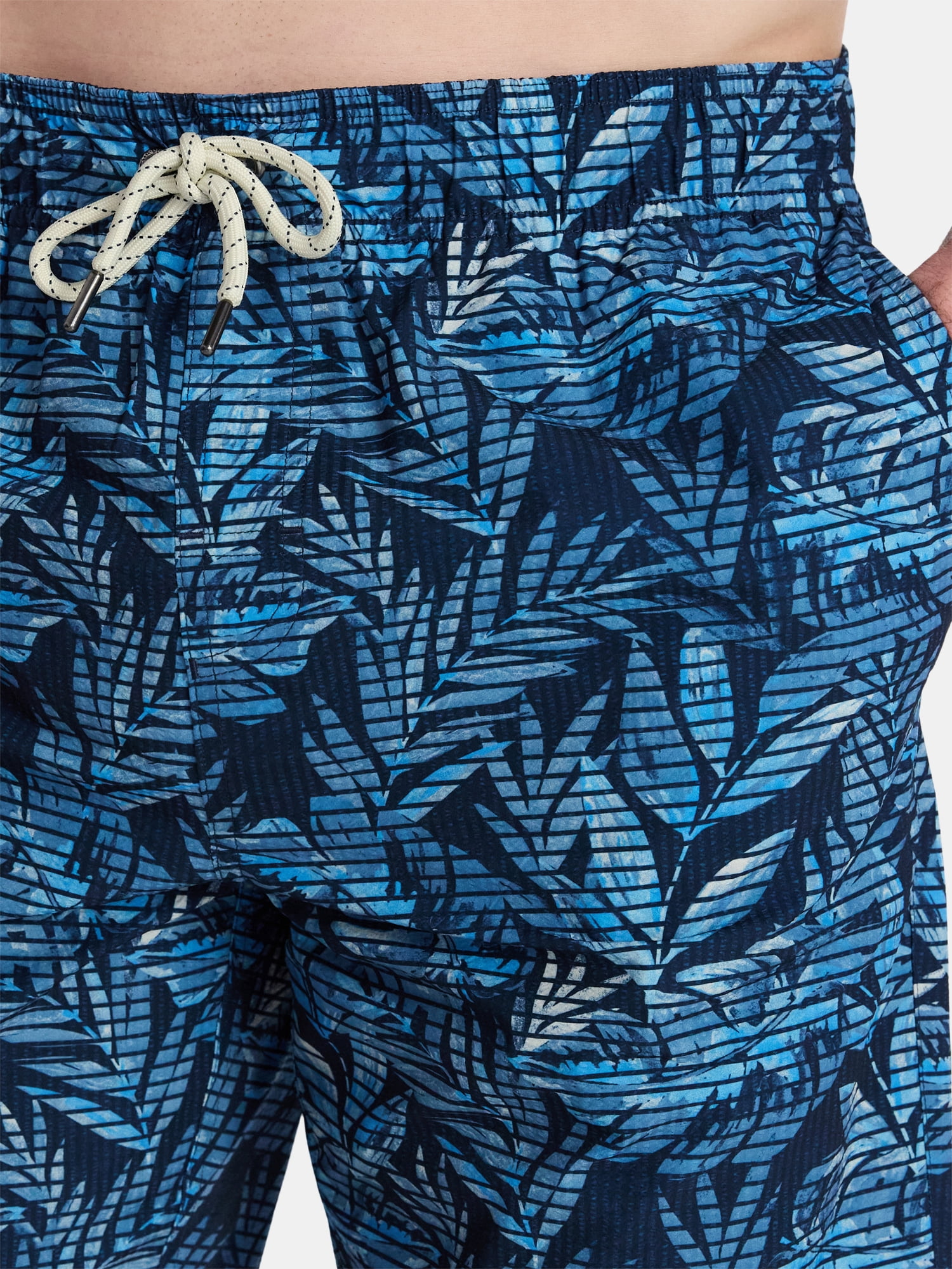 Laguna Men's Printed Seersucker Volley Swim Trunks with Brief Liner, 7" Inseam, Sizes M-2XL