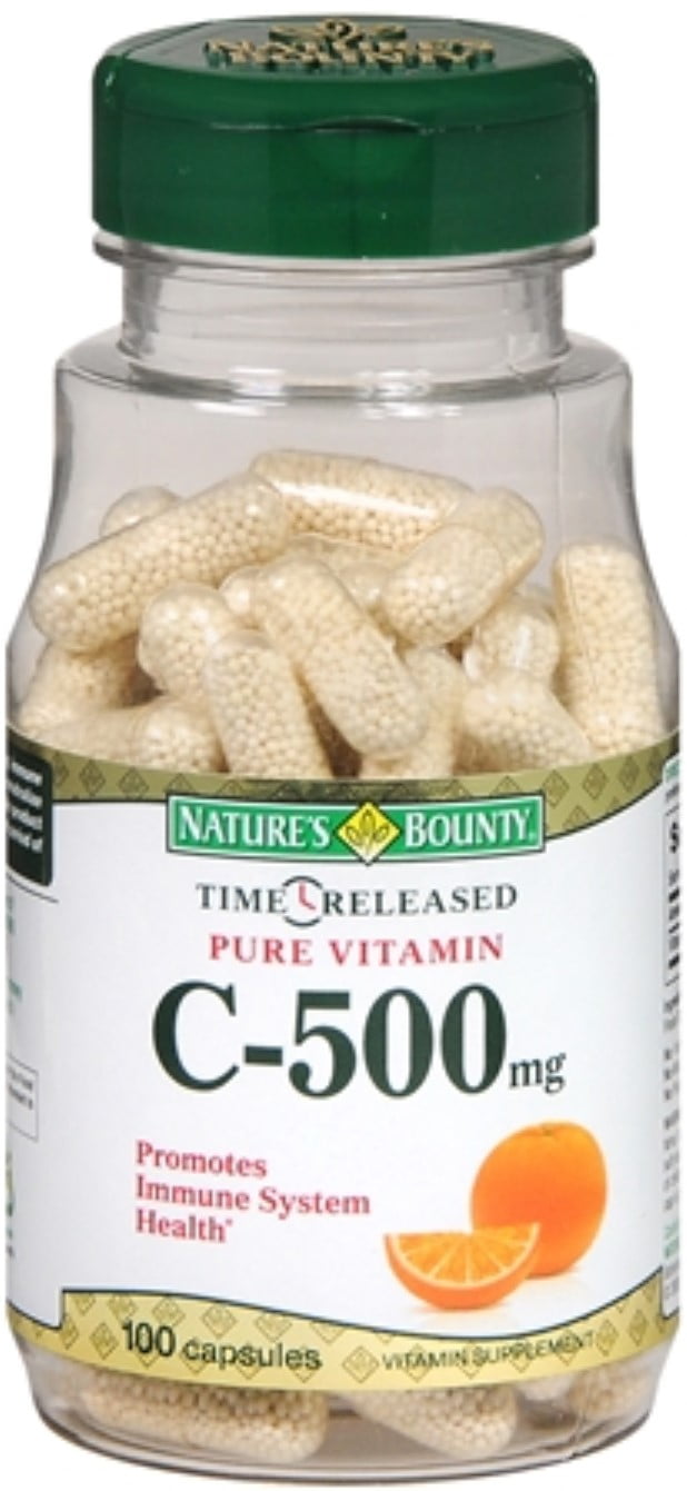 Nature's Bounty Vitamin C 500 mg Capsules Time Released 100 Capsules
