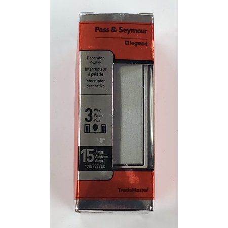 15A 120/277VAC 3 Way Decorator Switch TM873-BNCC10, Brushed Nickel