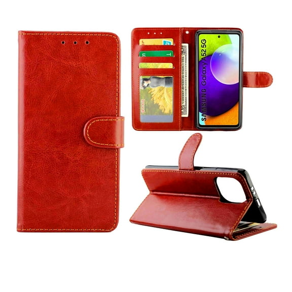 For Samsung Galaxy A52 5G / 4G Crazy Horse Texture Leather Horizontal Flip Protective Case with &