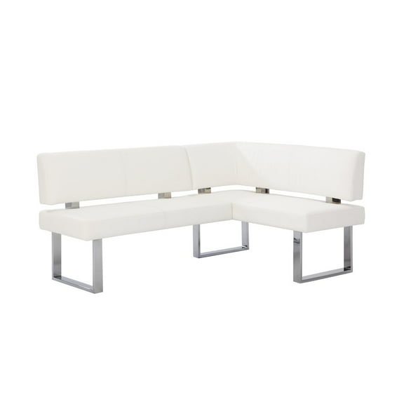 Chintaly Corner Bench with Chrome Legs in White