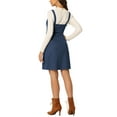 thumbnail image 3 of INSPIRE CHIC Women's Faux Suede Button Decor A-Line Mini Overall Dress L Dark Blue, 3 of 6