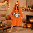 thumbnail image 2 of Halloween Pumpkin Oversized Wearable Blanket Hoodie Cozy Plush Lounger Robe, Cozy Warm Pullover Blanket for Adults Teens Movie Night Halloween Home Party Loungewear Gift, L, 2 of 7