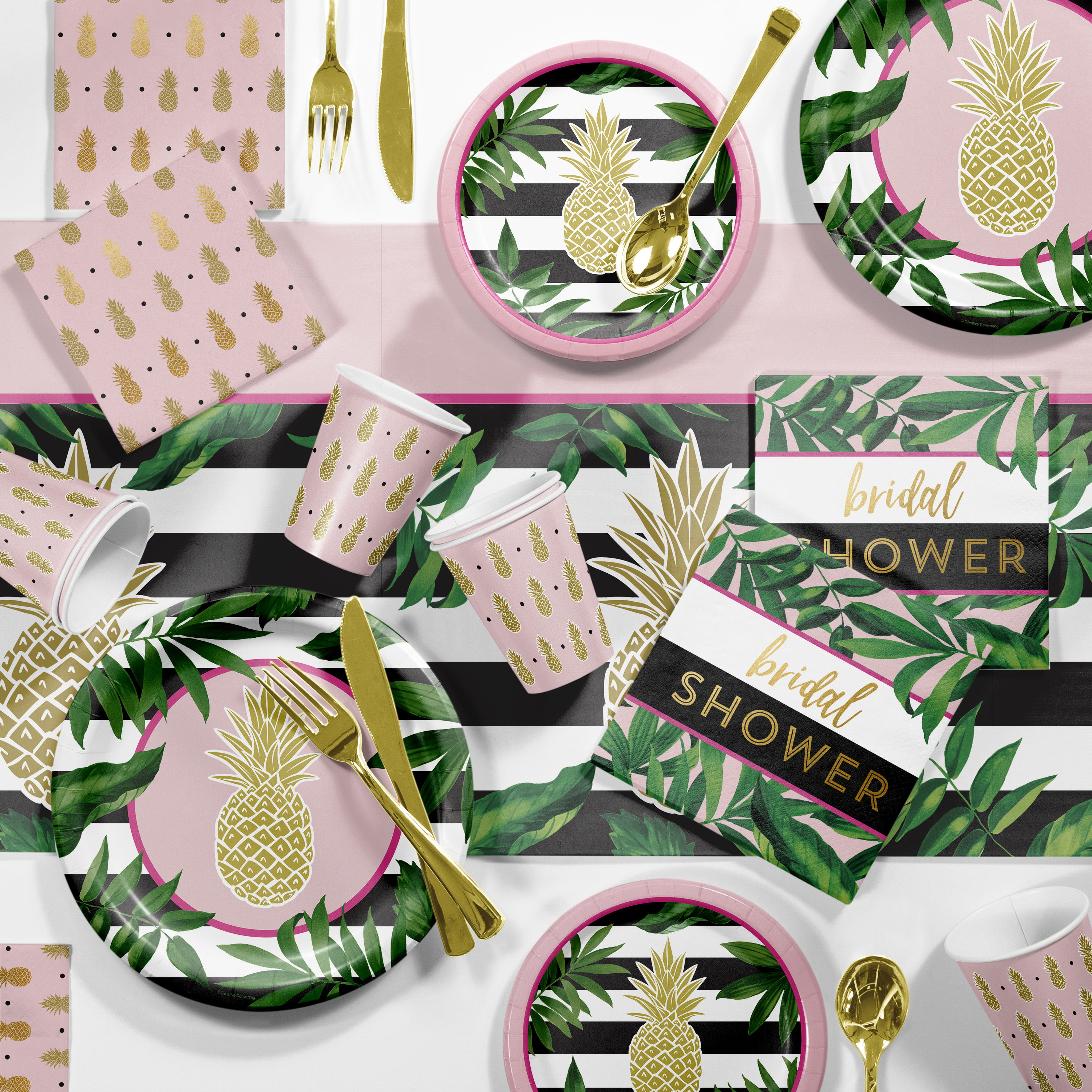 40 Personalized Tropical Pineapple Fans Wedding Bridal Shower Beach Party Favors 
