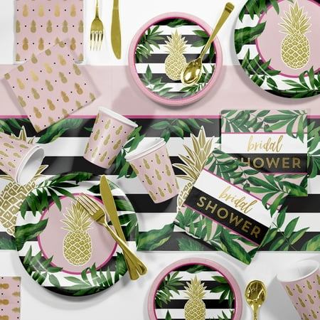 Golden Pineapple Bridal Shower Party Supplies Kit for 8 Guests