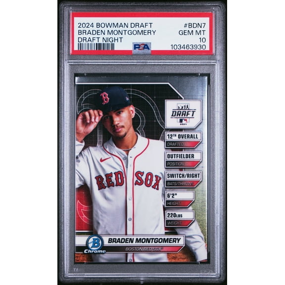 Graded 2024 Topps Bowman Draft Braden Montgomery #BDN7 Draft Night Rookie RC Baseball Card PSA 10 Gem Mint