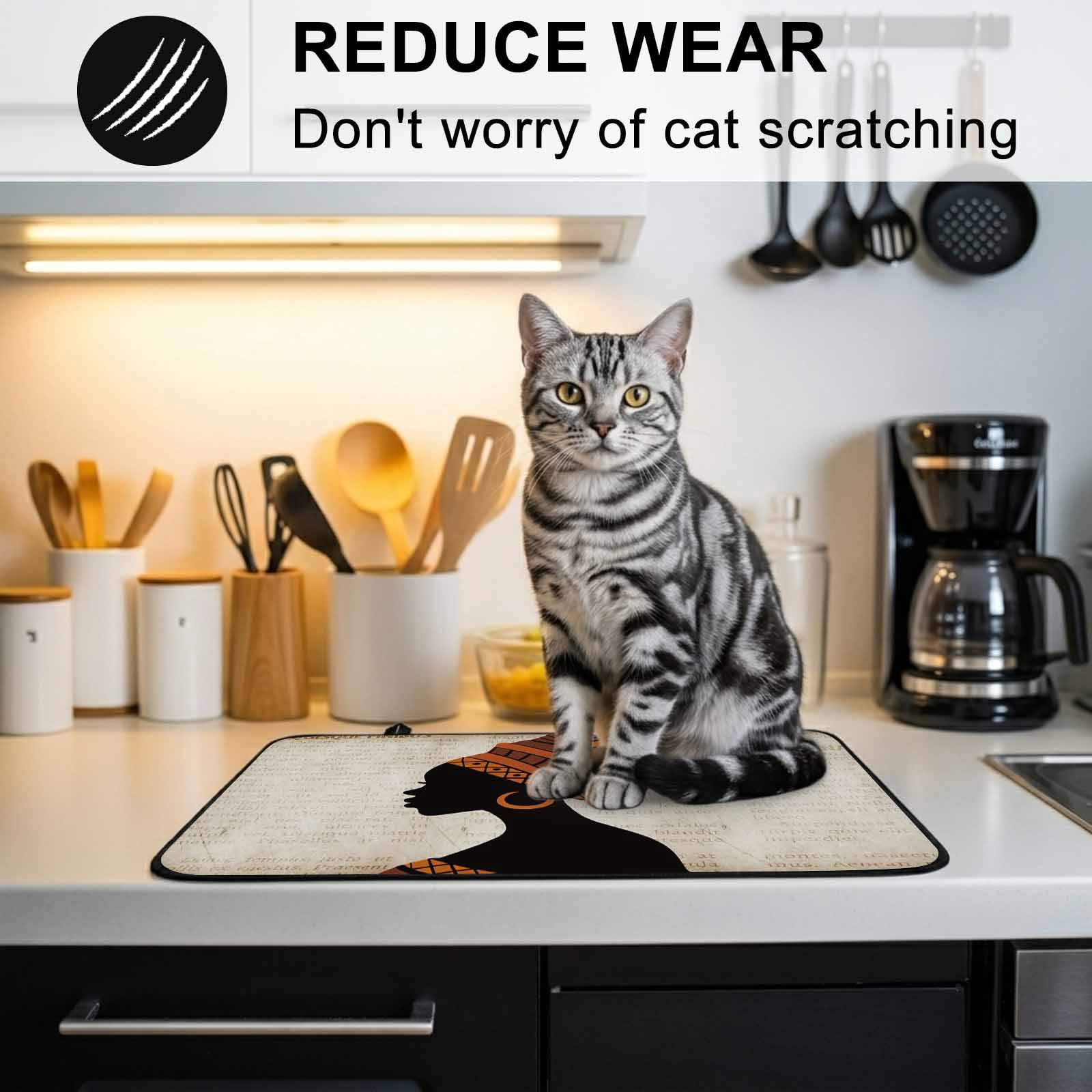 Africa Black Women Stove Top Cover for Electric Stove, Heat-proof & Non Slip Glass Top Stove Cover Protector, African Native Ethnic Vintage Kitchen Flat Cooktop Rubber Mat 24x21 Inches