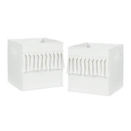 UPC: 0846480090328 | Bohemian White Fabric Storage Bin (Set of 2) by Sweet Jojo Designs