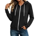 thumbnail image 2 of Guluxicc Womens Hooded Jacket with Pockets Full Zip Drawstring Long Sleeve Solid Jackets for Everyday Fall Winter, 2 of 7