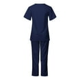 thumbnail image 3 of Unisex Nursing Work Scrub V Neck Protective Polyester Woman Clothing Care Worker Navy blue S, 3 of 8