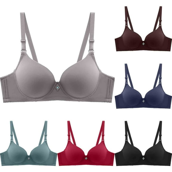 Hrsba Womens Summer Bra,Plus Size Bra for Womens,Women's Daily Adjustable Underwear Gathered Thin Bra Without Steel Ring