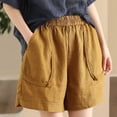 thumbnail image 2 of Workout Shorts Women Pack New Plus Size Summer Shorts for Women, Elastic Waist Comfy Casual Shorts, Loose Fits Versatile Bottoms with Pockets Yellow 4XL, 2 of 9