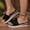 Black, variant on Womens Espadrille Wedge Sandals Bow Decor Open Toe Breathable Hemp Woven Platform Slides for Beach Summer Daily Walking