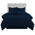 thumbnail image 4 of 3 Piece New Half Pinch Pleated Pattern Comforter Set, 800 TC, 100% Egyptian Cotton, Twin/Twin XL Size Navy Solid, 4 of 6