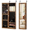 thumbnail image 1 of Costway Wall Mounted Jewelry Cabinet Door Hanging Jewelry Armoire with Full-Length Mirror Rustic Brown, 1 of 10
