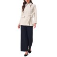 thumbnail image 2 of INSPIRE CHIC Women's Short Pea Coat Winter Warm Peter Pan Collar Double Breasted Belted Overcoat Jacket Slim Fit Work Outerwear XS Beige, 2 of 6