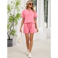 thumbnail image 6 of EASYBRA Women V Neck T Shirt and Drawstring Shorts Set Casual Summer Two Piece Outfit, 6 of 7