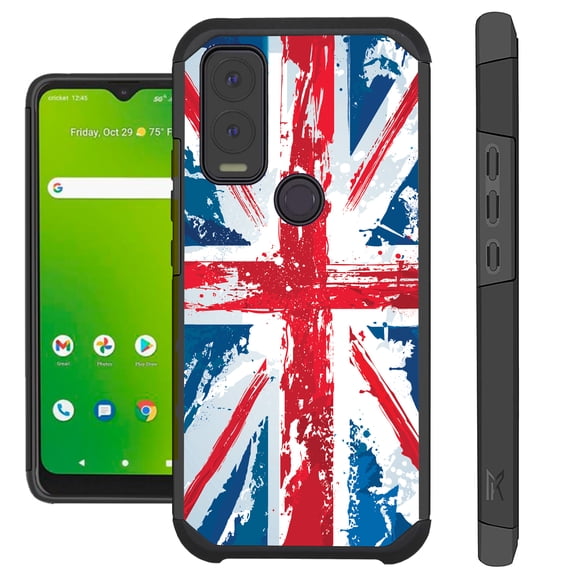 Compatible with Cricket Innovate E 5G Hybrid Fusion Guard Phone Case Cover (UK Flag Faded)