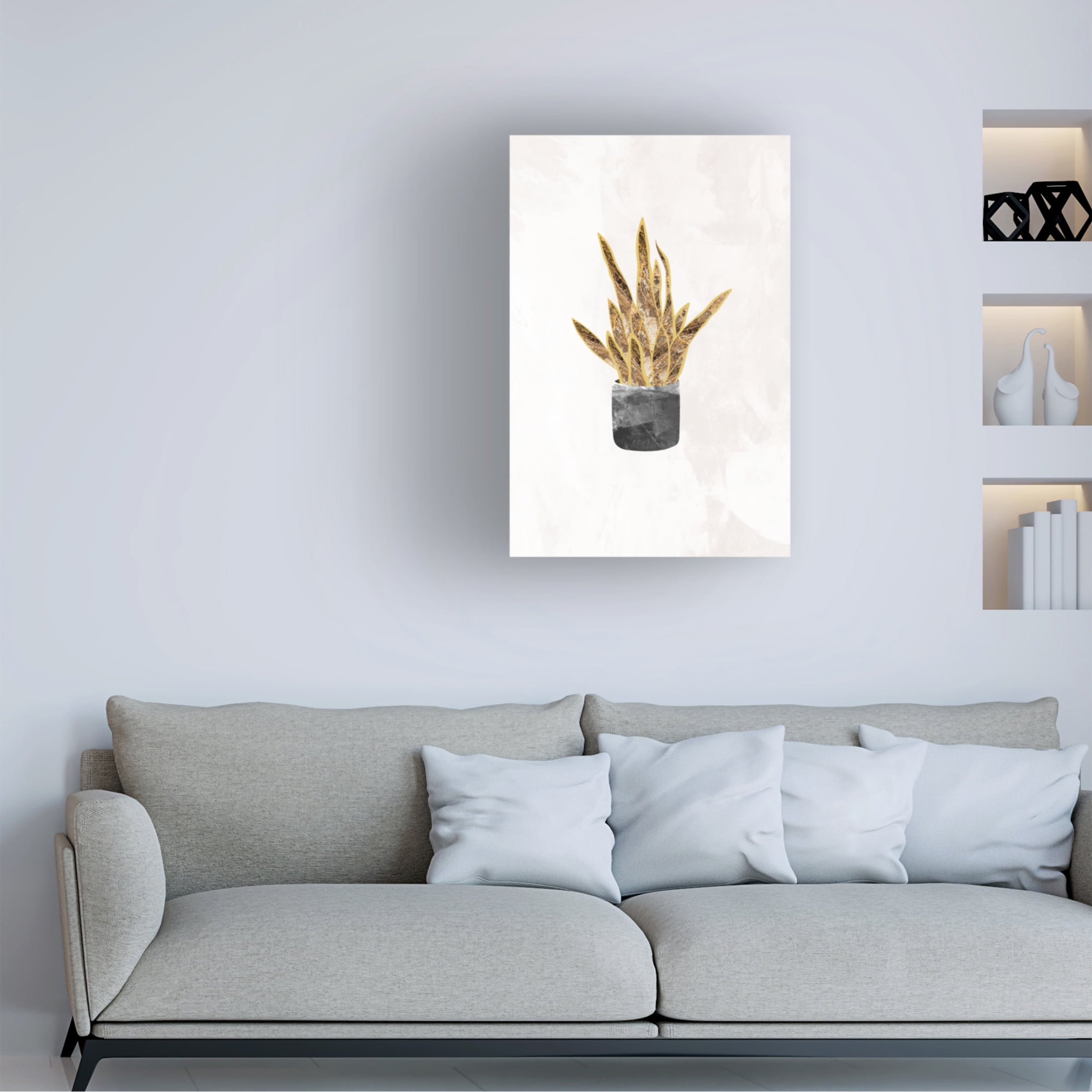 Trademark Fine Art Sarah Manovski Black and gold house plant 1 Canvas Wall Art