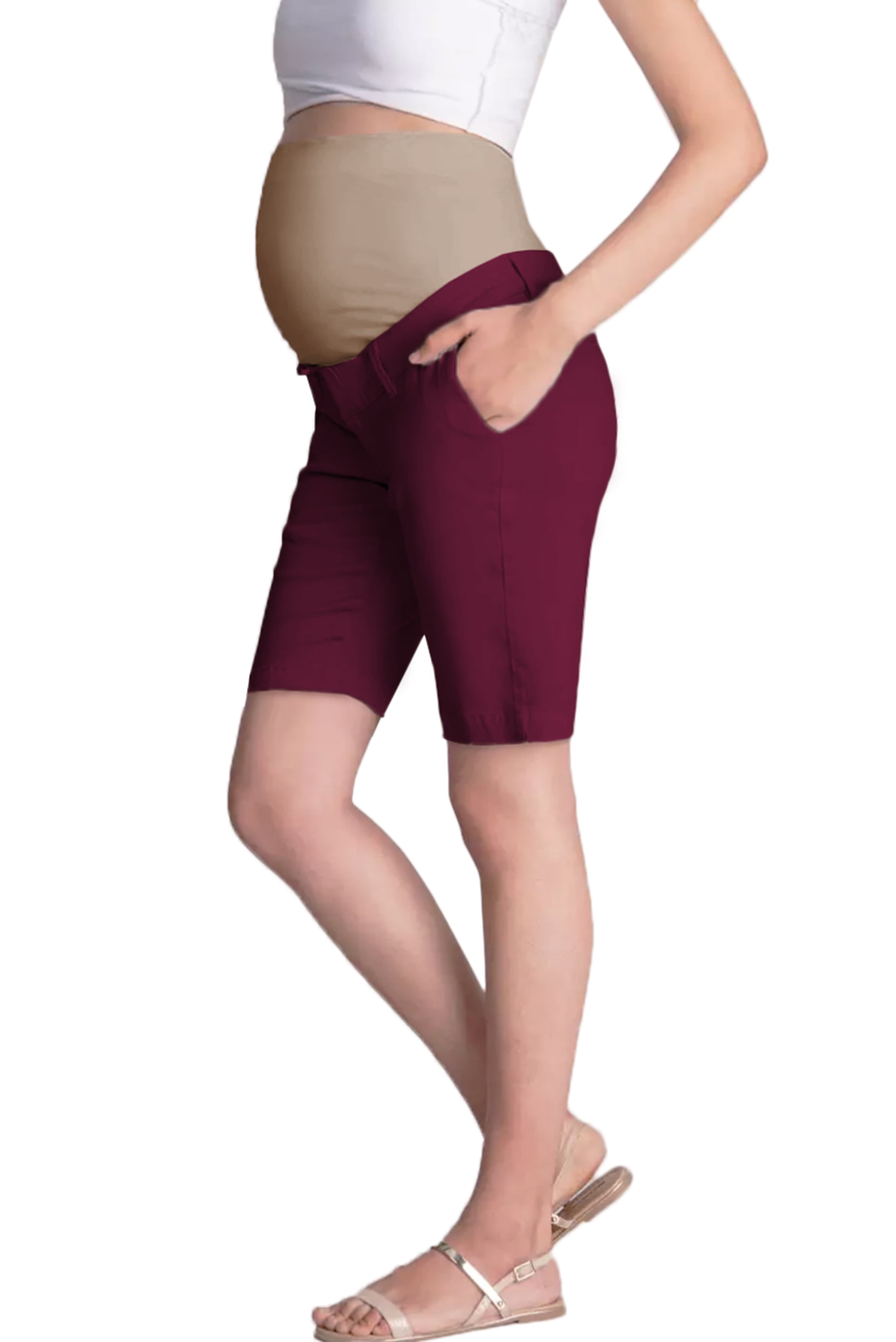 Bermuda Hybrid & Company Super Comfy Stretch Womens Skinny Maternity Jeans Capri 