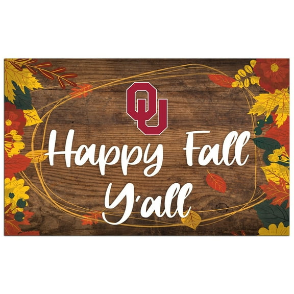 Oklahoma Sooners 11'' x 19'' Happy Fall Y'all Sign