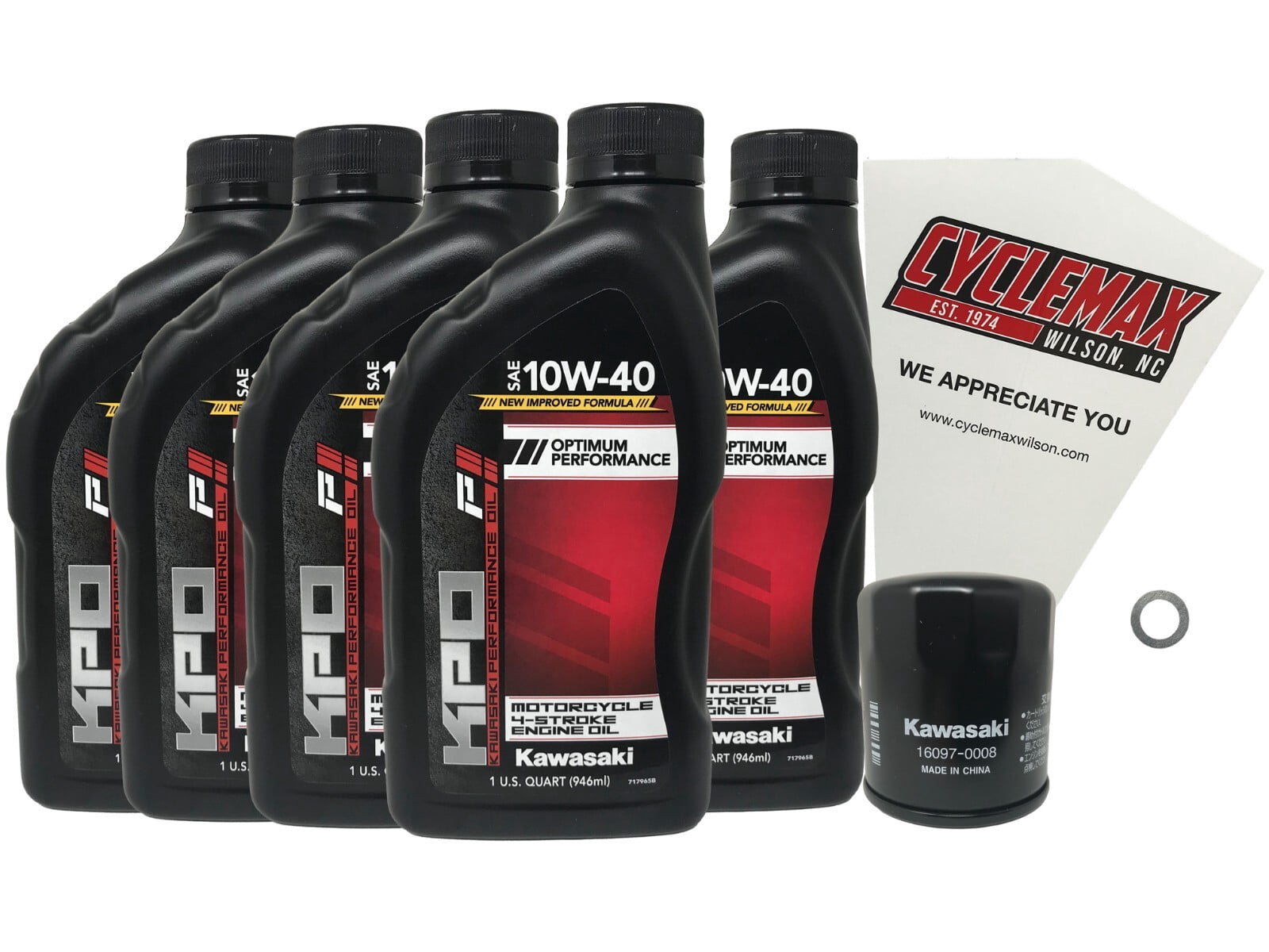 Kawasaki オイルメンテナンスキット 10W-40（4本セット） Kawasaki/Yamaha Synthetic Motor Oil Change Kit - Mobil 1 Racing 4T