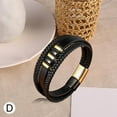 thumbnail image 4 of Pulsera de cuero trenzado negro para hombre, brazalete de 21 cm, 8,3", suave y D, 4 of 8