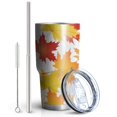 thumbnail image 2 of 30oz Autumn Fall Leaves Pattern Tumblers Stainless Steel Tumbler with Lid and Straw,Vacuum Insulated Double Wall Travel Tumbler Cups Mug with Cleaning Brush for Coffee,Tea, 2 of 7