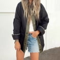 thumbnail image 6 of BAETEUY Women Winter Coat - Double Pockets Loose Color Matching Single-breasted Mid Length Jacket, 6 of 8