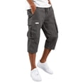 thumbnail image 2 of Below The Knee Shorts for Men Corduroy Long Cargo Shorts Casual 3/4 Length Sweat Capris with Pockets Dark Gray 2XL, 2 of 7