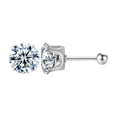 thumbnail image 3 of KDSJSXW Stud Earrings for Women Stainless Steel Six Jaw Zircon Earrings 3A Zircon Screws Screw Round Cake Earrings Ornaments Stainless Steel Stud Earrings Pearl Stud Earrings for Women (Khaki,A), 3 of 4