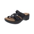 thumbnail image 1 of Clarks Womens Merliah Karli Leather Slip On Strappy Sandals Black 7 Medium (B,M), 1 of 3