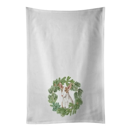 

Ibizan Hound Puppy Christmas Wreath White Kitchen Towel Set of 2 19 in x 28 in