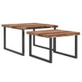 thumbnail image 3 of Rustic 2 Piece Solid Wood & Iron Coffee Table Set in Natural, 3 of 7