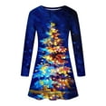 thumbnail image 3 of Levmjia Women’s Dress Long Sleeves Women's Fashion Christmas Christmas Tree Print Long Sleeve Round Neck Dress, 3 of 4