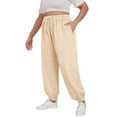 thumbnail image 4 of Beige Woman Pants Clearance Plus Size Pants Daily Elastic Waist Pockets Sport Casual Solid Pants Loose Long Sweatpants Trousers Pants for Women, 4 of 6